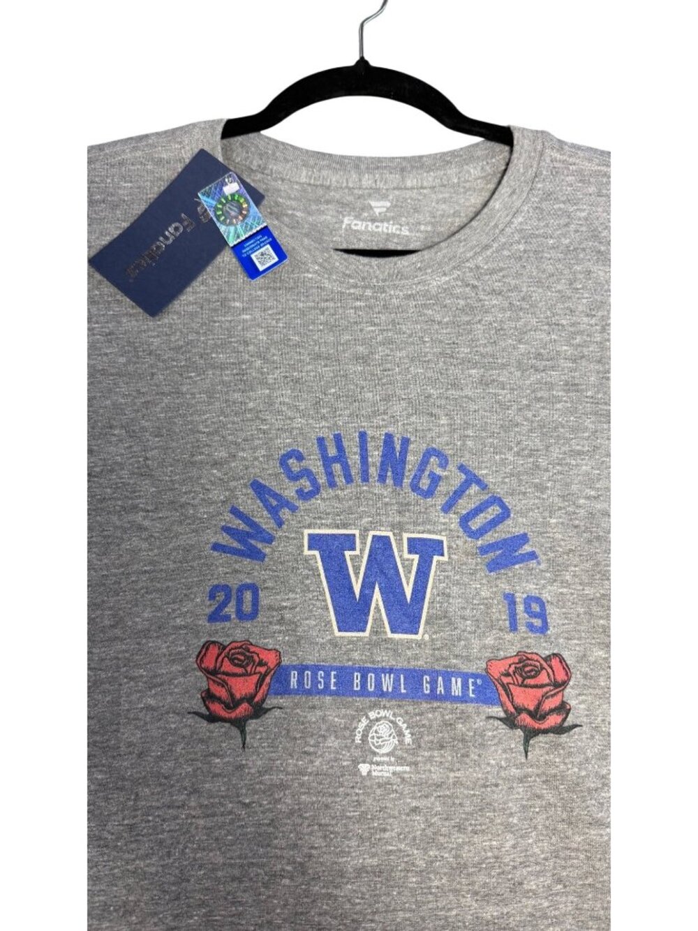 Washington Rose Bowl 2019 T-Shirt Fanatics Gray Short Sleeve Crew Neck Mens L
